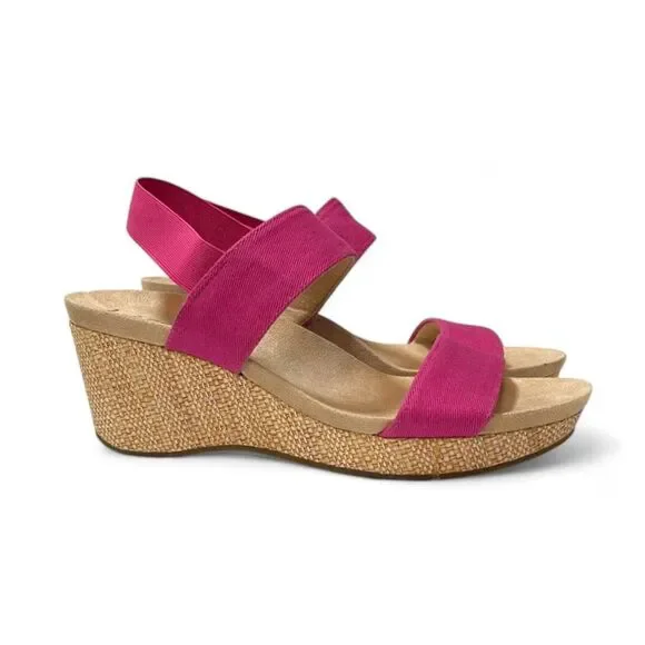 LIFESTRIDE, DELTA Slingback Wedge Hot Pink Sandals, Size 11M - Picture 3 of 7
